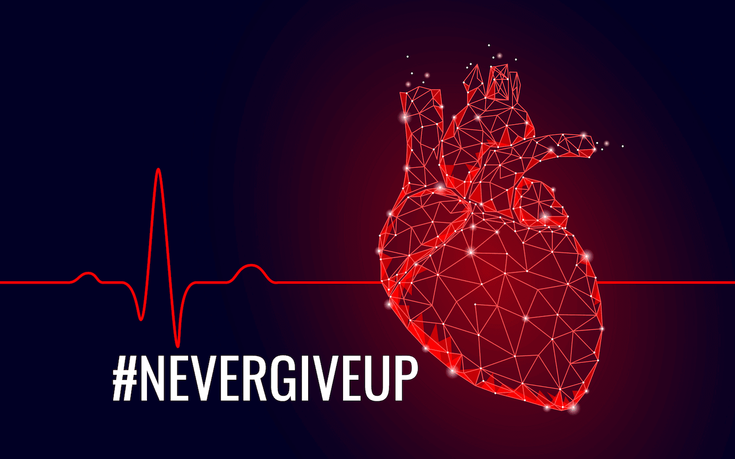 Never give up ekg with heart photo